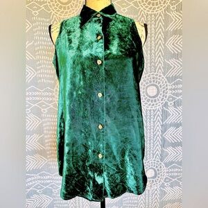 GAP vintage Green Sleeveless Blouse with Dress Shirt Collar